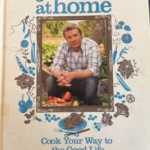 Cook at Home Cookbook with Blue and Brown Cover